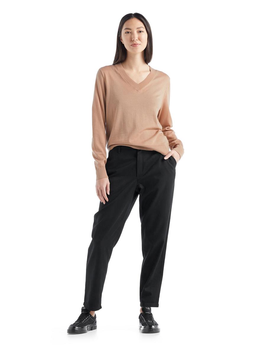 Women's Icebreaker Merino Berlin Pants Black | CA 1433DFMN